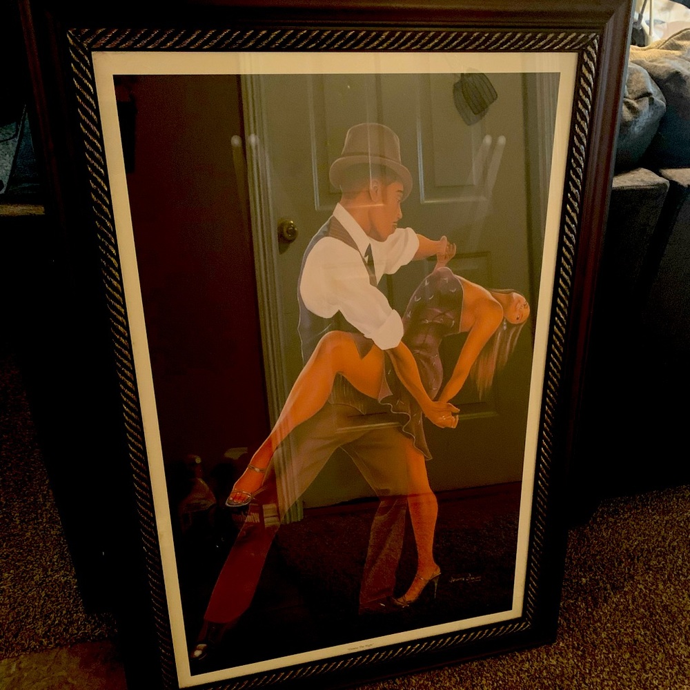 Black Art - A Black Man and Black Women Dancing